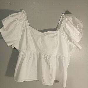 Old Navy White Puff Sleeve Blouse 4X